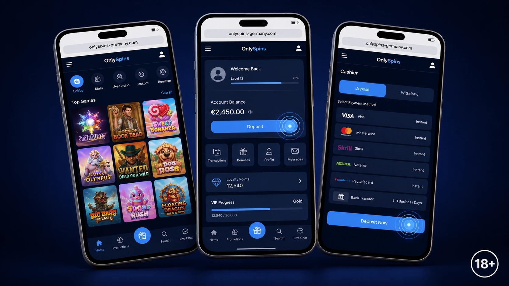 Welche Funktionen bietet die OnlySpins App?